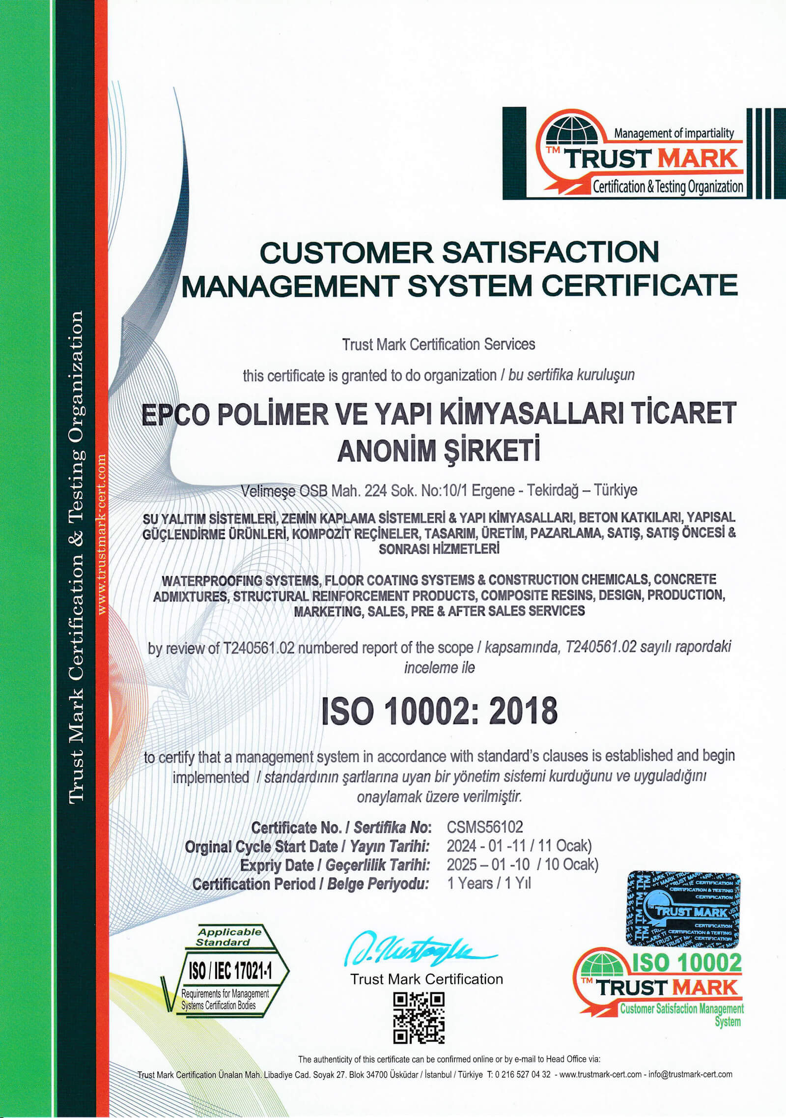 EPCO-ISO-10002 Belgemiz
