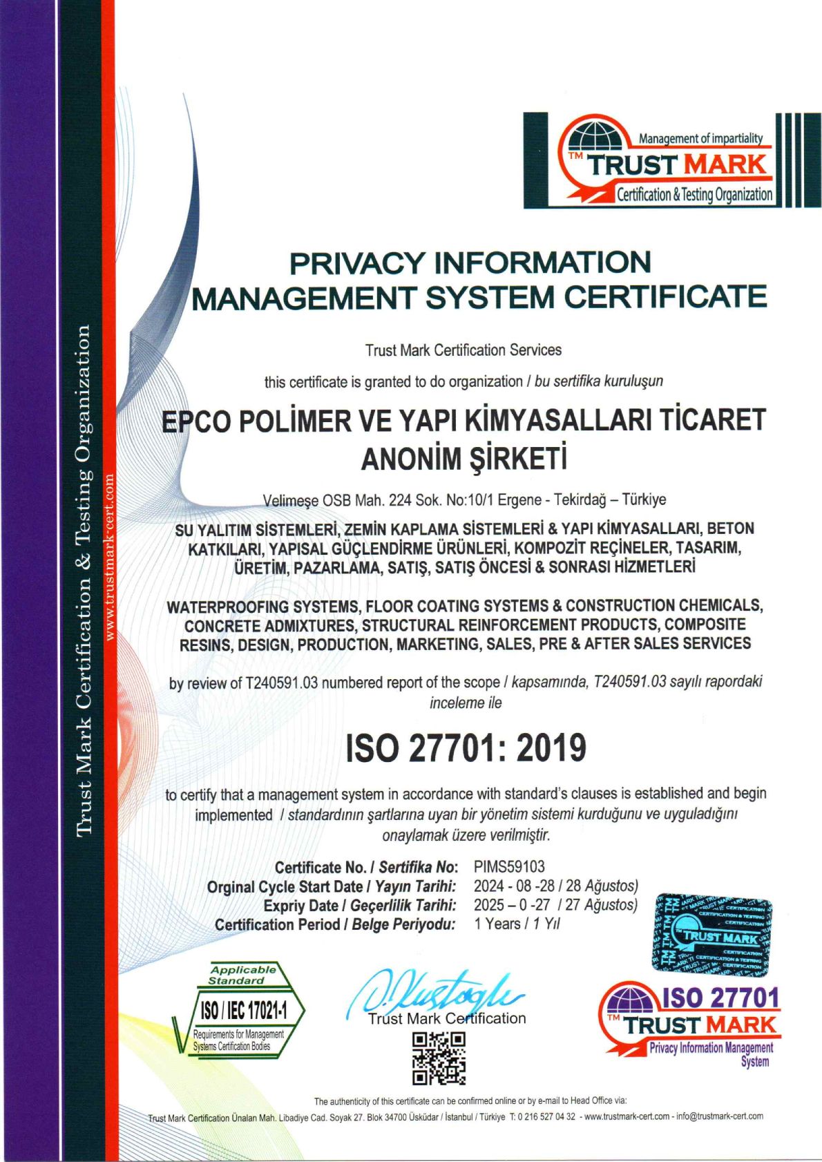 EPCO-ISO-27701 Belgemiz